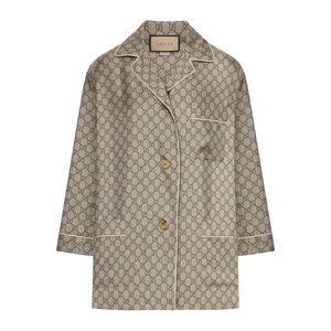 Gucci Women Gg Supreme Silk Shirt